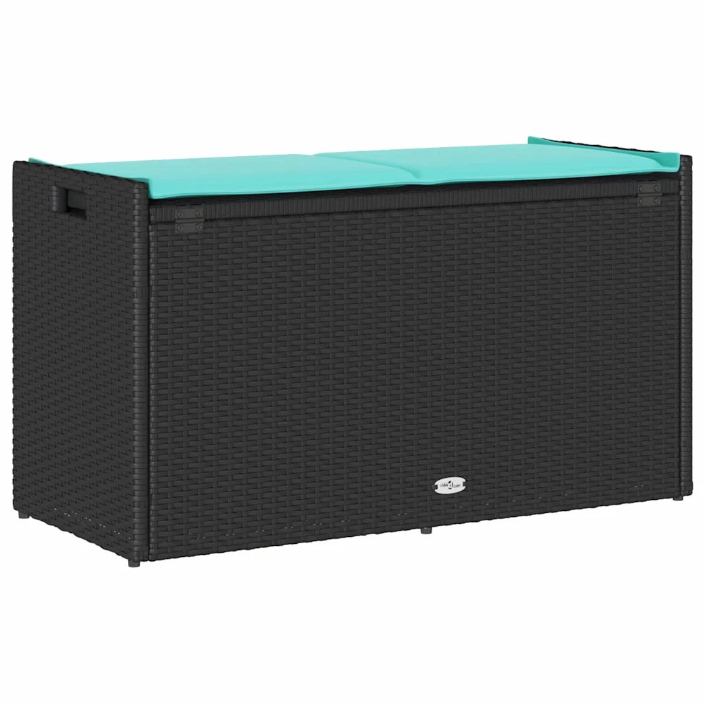 Cassapanca da Esterno con Cuscino Nera 100 cm in Polyrattan 4104068
