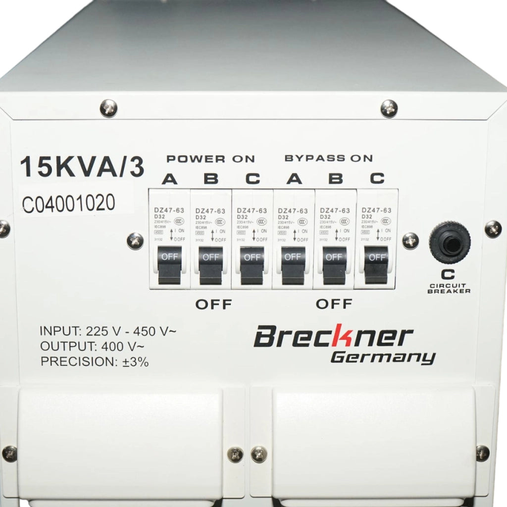 Stabilizzatore di tensione automatico 15KVA, 12KW trifase con servomotore Breckner Germany