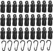 Set di Zeilclips da 32 - Clip multifunzionali per tende - Accessori per campeggio - Materiale PP duraturo - 8 Haken con carabiner