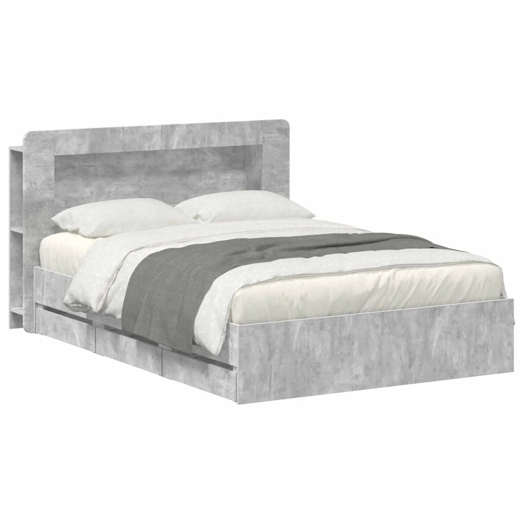 Struttura del letto con stoccaggio e testata Grigio Cemento 3434053