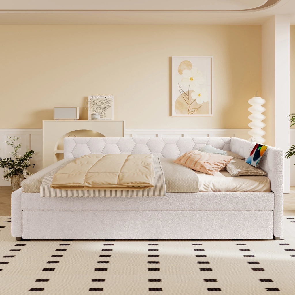 LETTO Daybed 140x200 cm bianco con letto estraibile, USB e Type-C