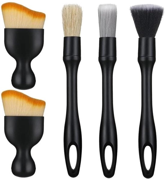 Kit di pulizia a 5 pezzi per auto, spazzola per pulizia auto, spazzola per polvere, kit di pulizia auto per interni/esterni