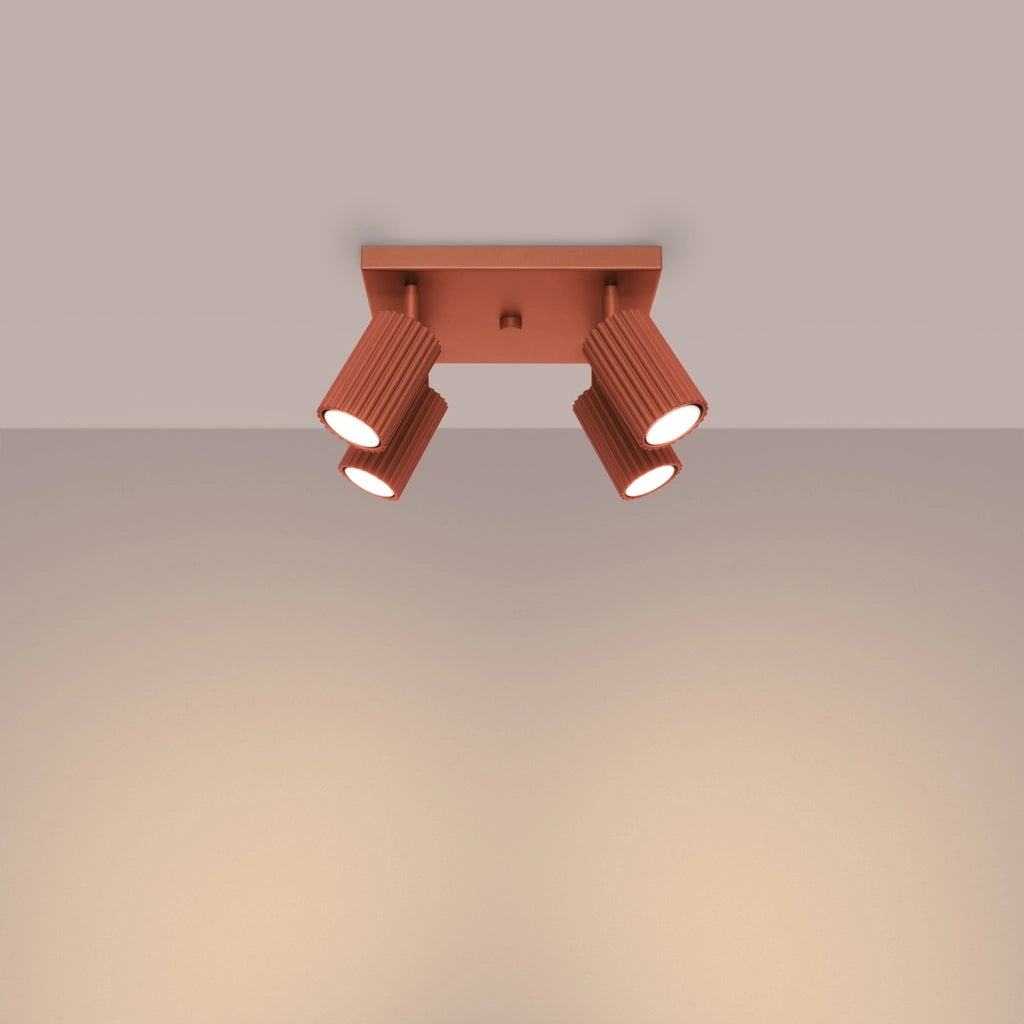 Plafoniera moderna quadrata 25 cm rossa 4xGU10 GRAVIO