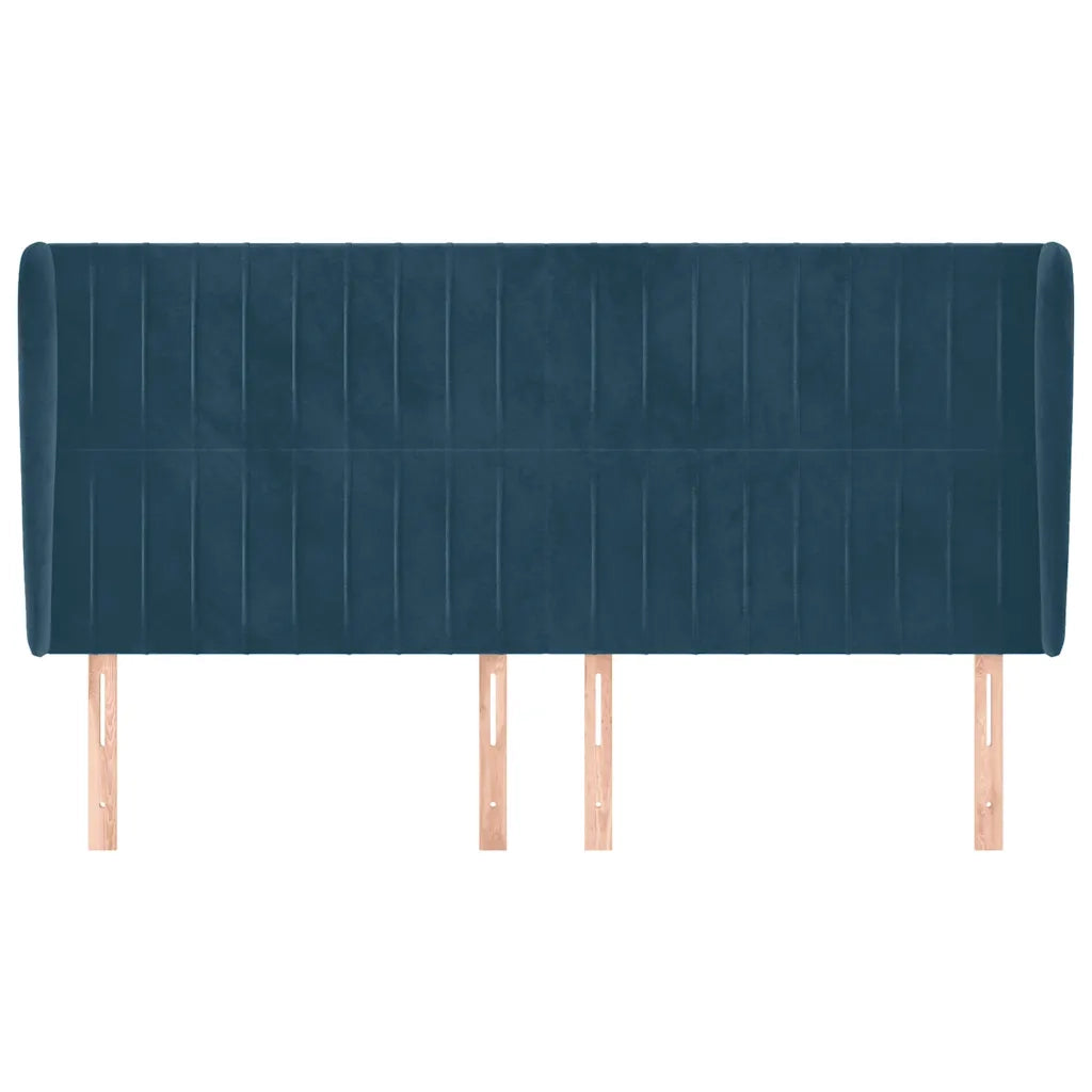Testiera ad Orecchio-Testata con Orecchie Blu Scuro 203x23x118/128 cm in Velluto 219788