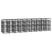 Cuccia/gabbia/recinto per animali domestici da esterno con tetto per cani acciaio 16,59 m² nero 02_0041747