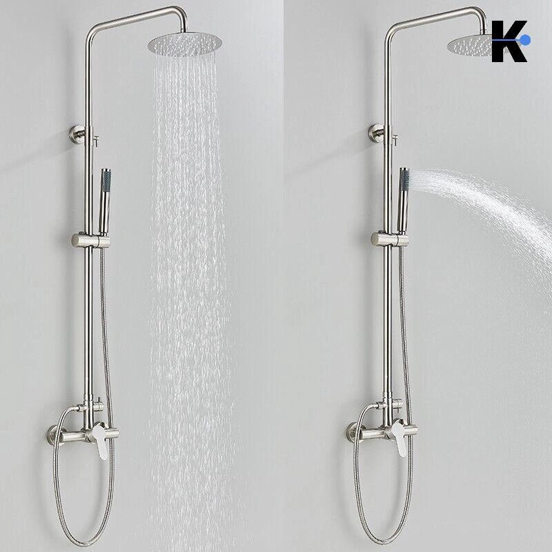 JANA | Set pioggia premium in acciaio inox spazzolato | Miscelatore doccia di design | Miscelatore doccia completo di doccetta