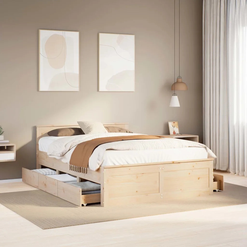 Giroletto senza Materasso con Testata 140x190 cm Massello Pino