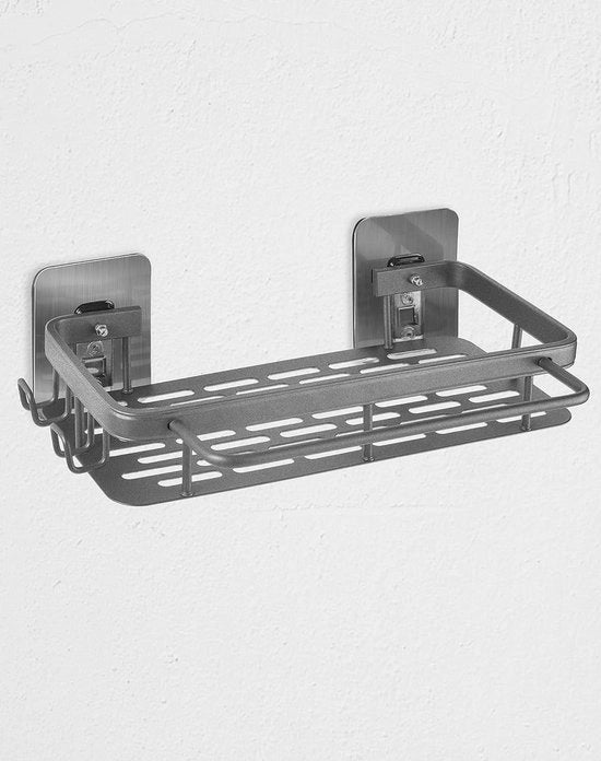 Organizzatore per lavandino con caddy, contenitore per asciugamani e sostenitore per saponi in alluminio con piatto di raccolta e supporto per asciugamani per lavandino.