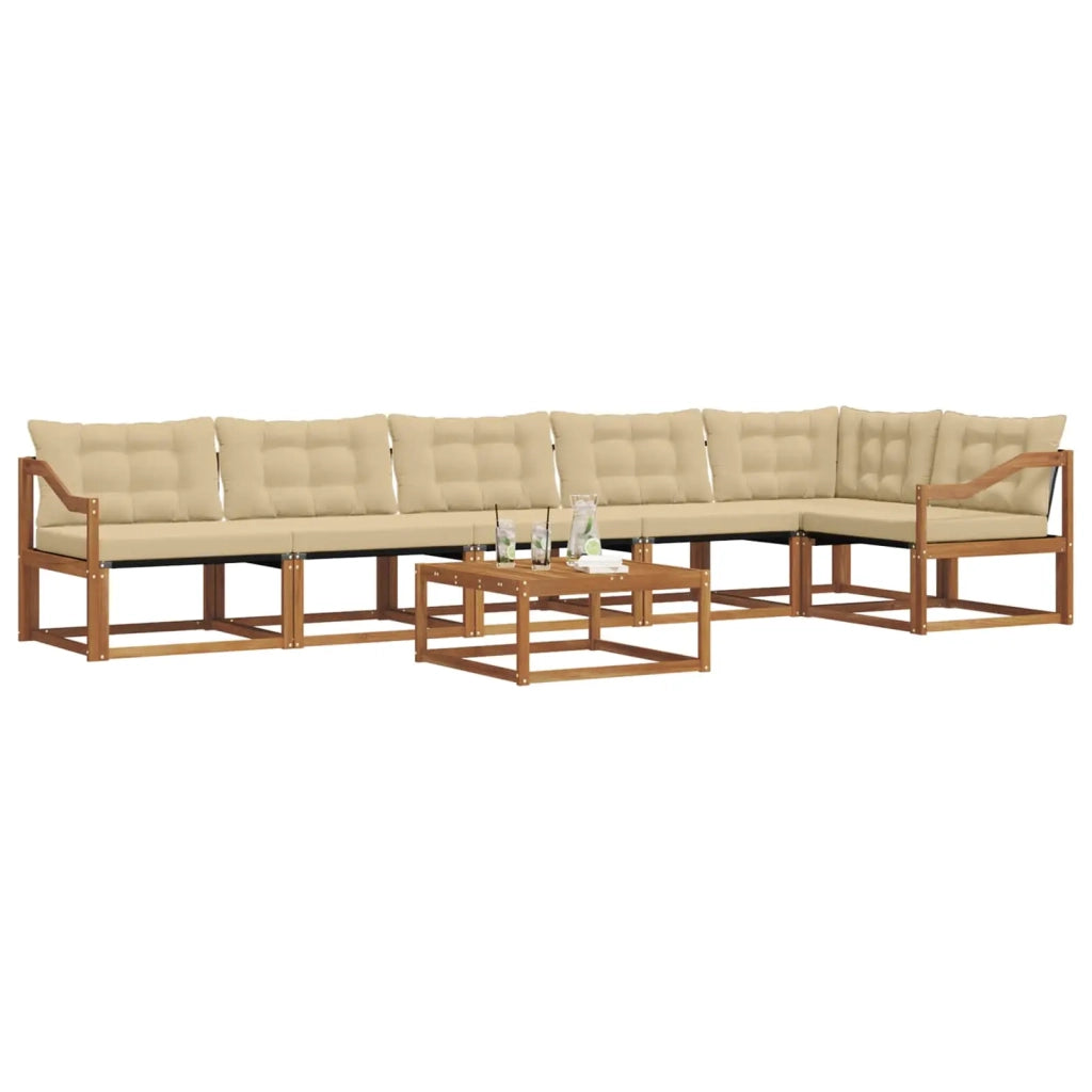 Set di divani da esterno con cuscino 7 pcs Naturale e Beige 3369540