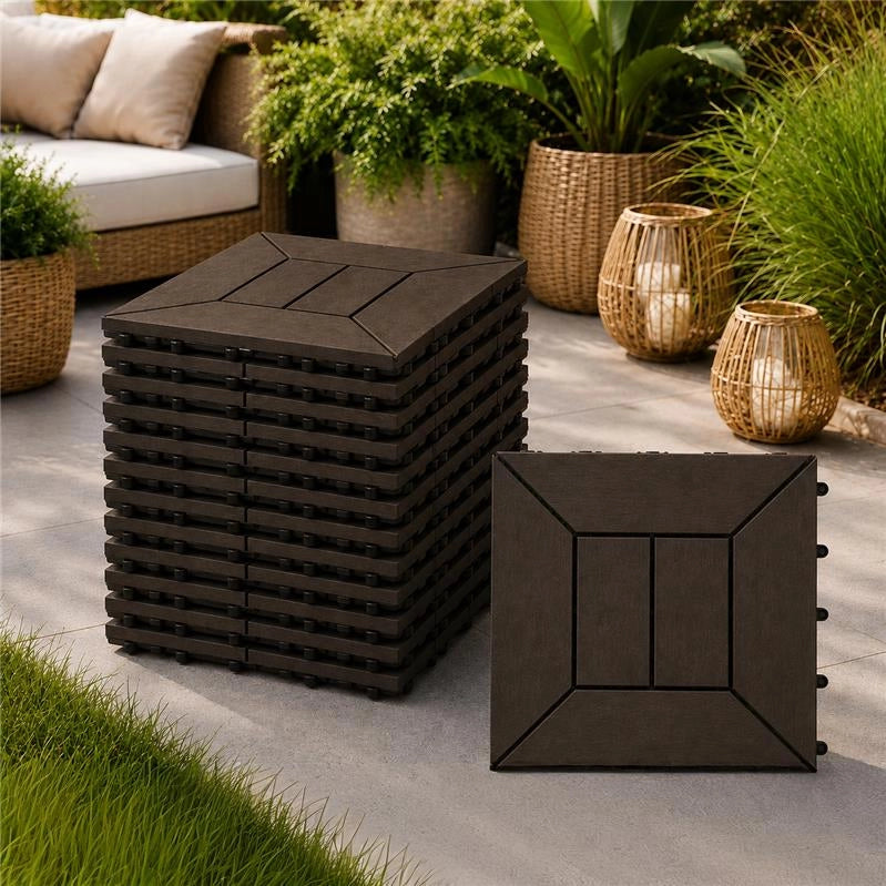 MA MAISON SET DI PIASTRELLE PER PAVIMENTO DA ESTERNO MODELLO EASY MOKA 30,4X30,4X2 H CM - 0,81 M2 36 PEZZI