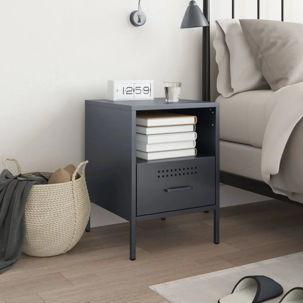 Comodino Antracite 36x39x50,5 cm in Acciaio 843058
