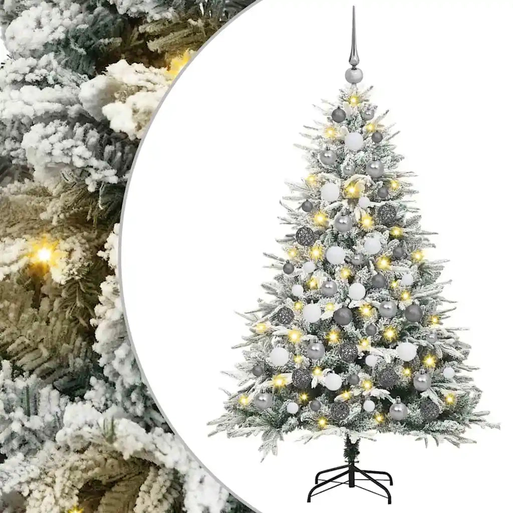 Albero di Natale Artificiale Pre-illuminato con Set di Palline