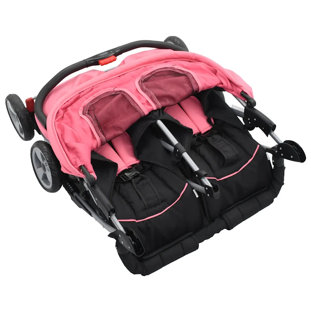 Passeggino Gemellare Rosa e Nero in Acciaio CFW3210438