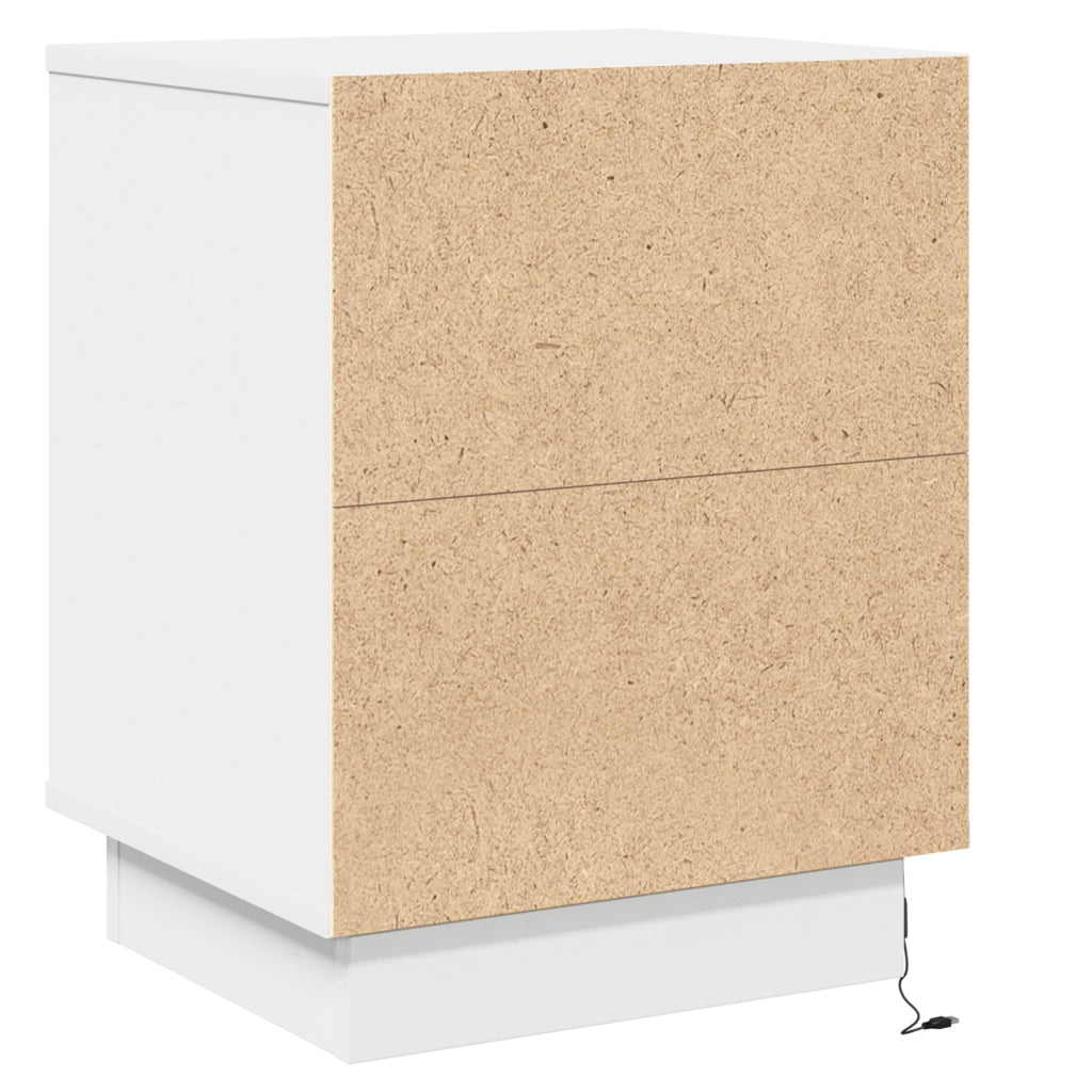 Comodino con luci LED Bianco 39x34,5x50 cm