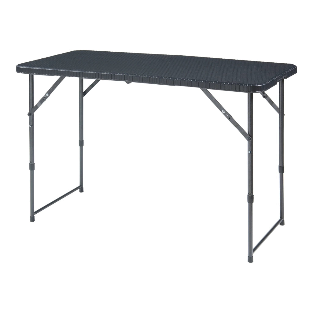 Tavolo da campeggio pieghevole con altezza regolabile 120 x 60 cm effetto rattan nero 03_0010995
