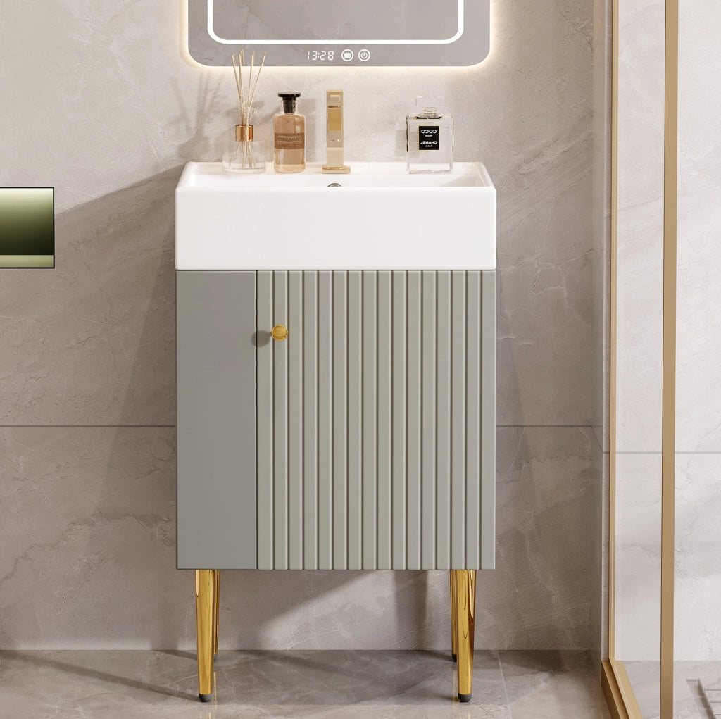 Mobile bagno con lavabo integrato grigio e bianco