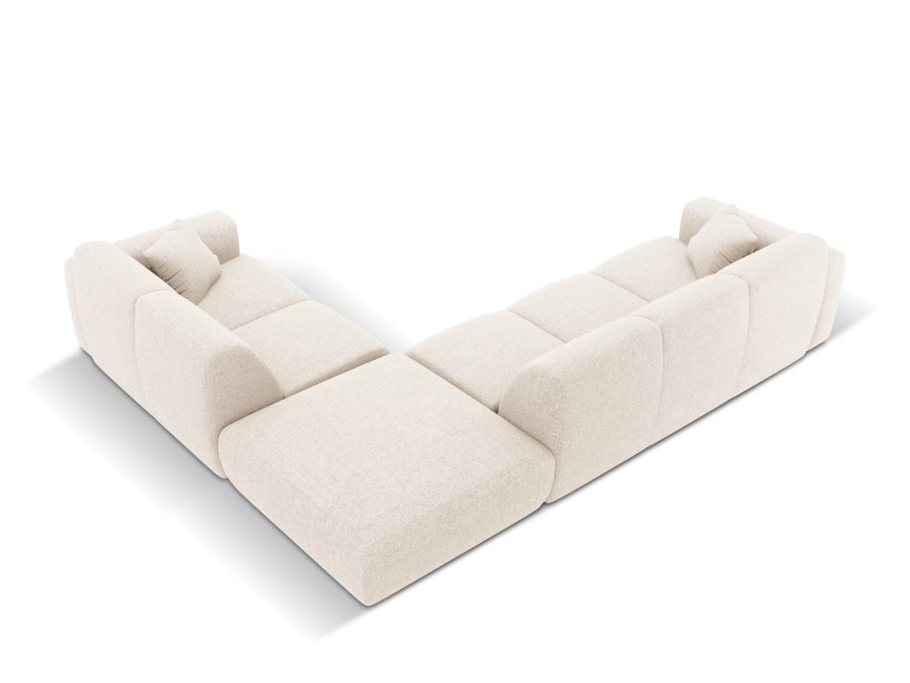 Cosmopolitan Design - Divano angolare destro "Nolio" 4 posti in ciniglia beige chiaro 