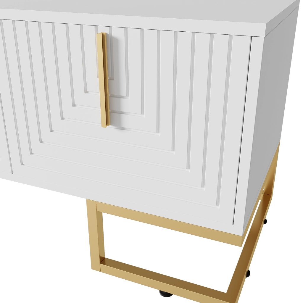 Mobile TV con 4 Ante e Ripiani Integrati; Cerniere Ammortizzate; Piedini Regolabili; in Pannello Truciolare; Bianco; 170??40??45;5 cm