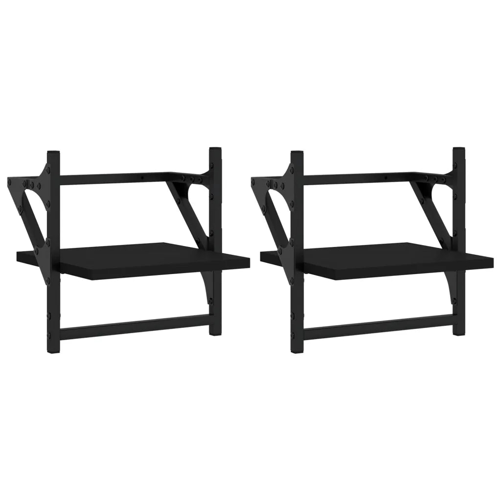 Mensole da Parete con Aste 2 pz Nere 30x25x30 cm 836233