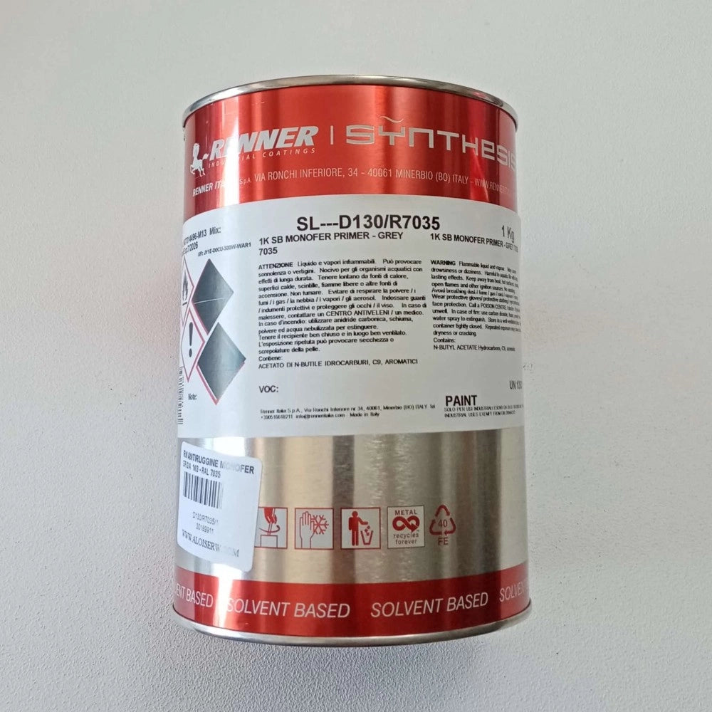 Renner monofer 1kg fondo grigio protettivo antiruggine per ferro ral 7035
