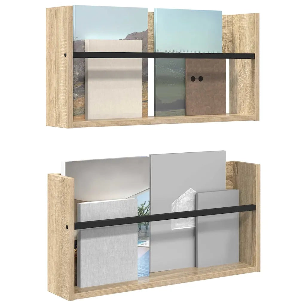 Scaffale per riviste 2 pcs Rovere Sonoma 60 x 12 x 30 cm 890795