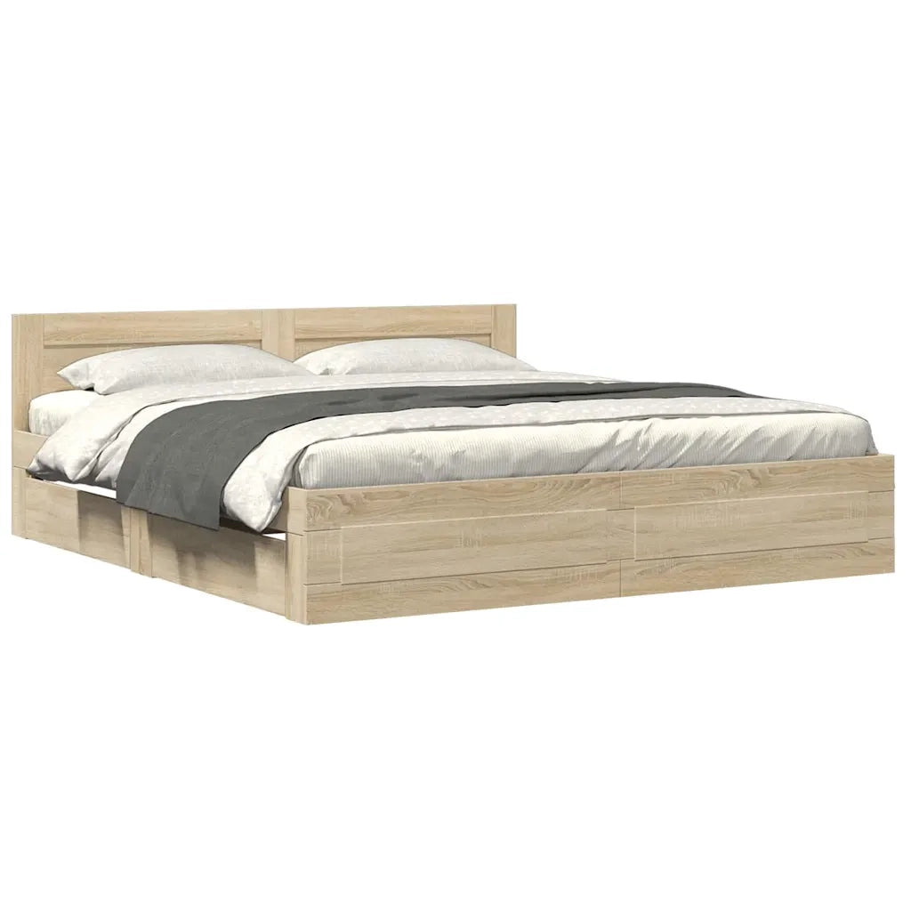 Struttura del letto 2 pcs Sonoma 193 x 203 cm Legno multistrato 3402856