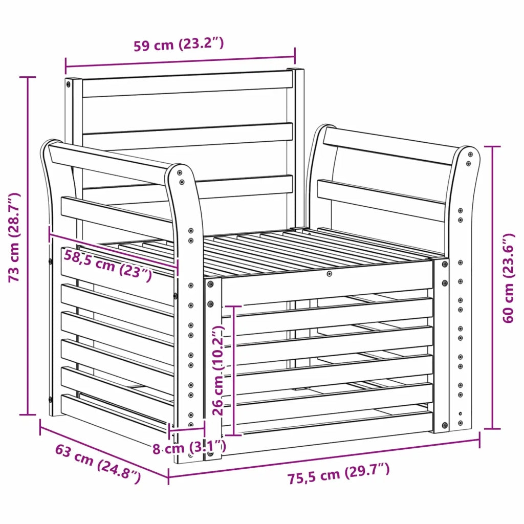 Set di divani da esterno-Sofa da giardino Legno di Acacia Massello Bianco 681662