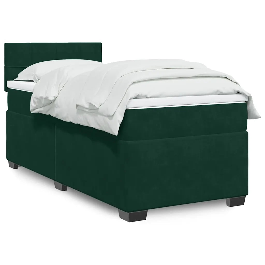 Giroletto a Molle con Materasso Verde Scuro 100x200 cm Velluto