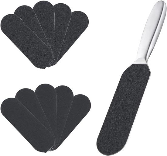 Vijl per piedi in acciaio inox con pad di sostituzione doppio