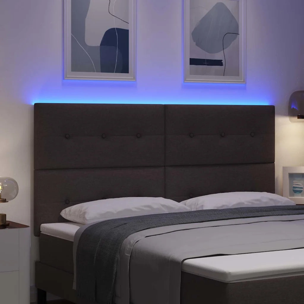 Testiera LED con strisce LED Marrone Scuro 180 cm Tessuto 3338452