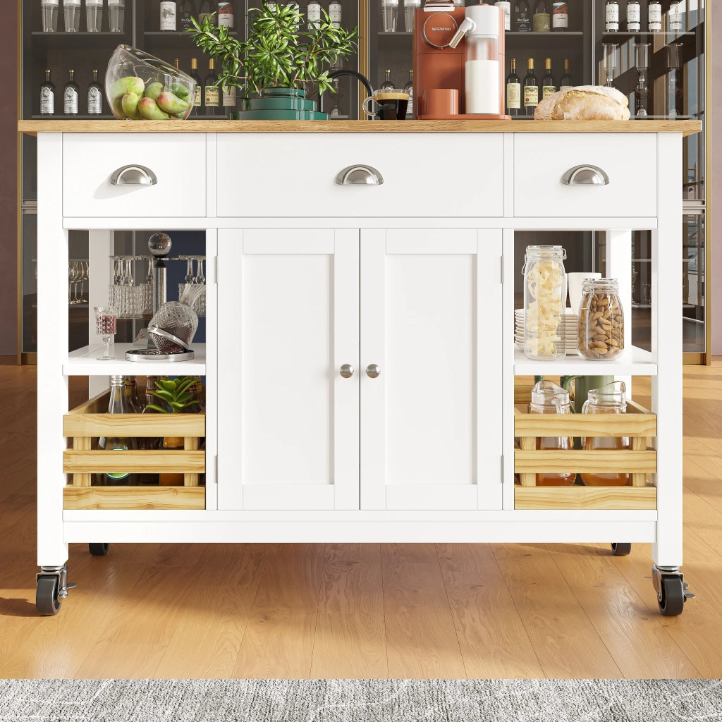 OKWISH Carrello da Cucina con 1 Cassetto, 1 Anta, Ripiano Regolabile, Piano Ribaltabile e Ruote, 120×45×90 cm