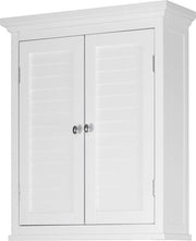 Cassettone in legno per bagno da appendere al muro con 2 porte e pannelli - Bianco - 50,8 x 17,8 x 31 cm
