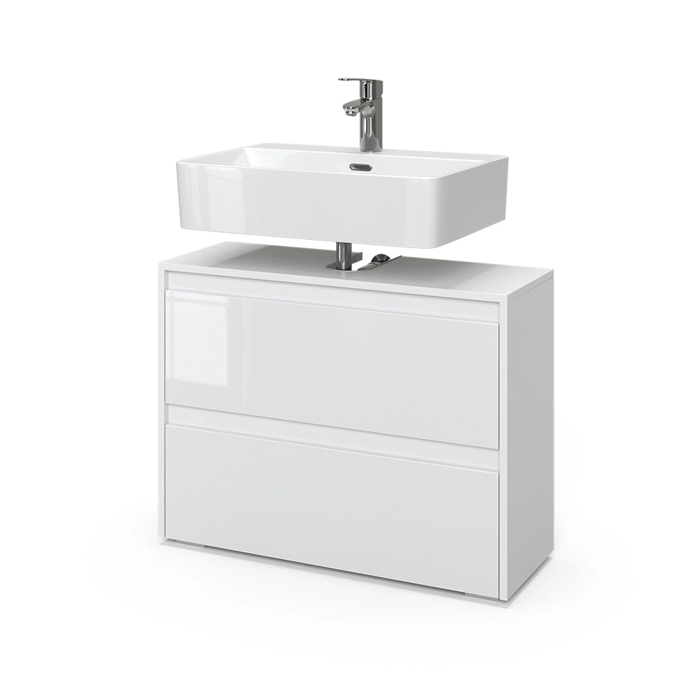 Vicco Mobile sottolavabo per bagno Bianco/bianco lucido 80.1 x 62 cm con 2 cassetti