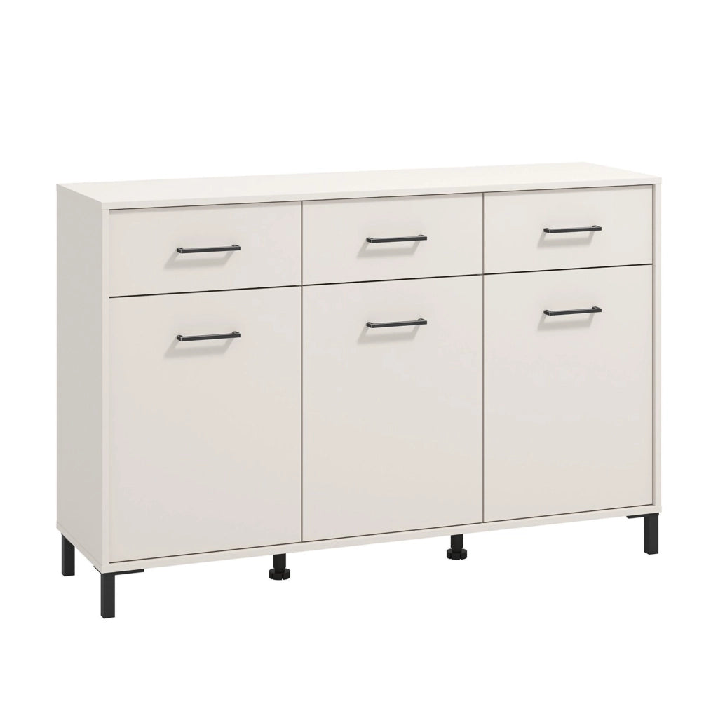 Madia Laerru, Credenza 3 Cassetti, 138x40x90h cm Bianco Crema
