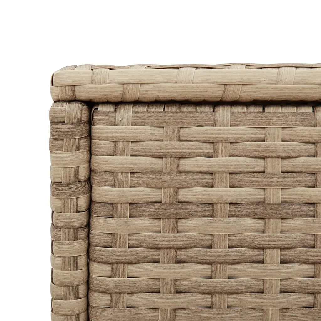 Tavolino da Giardino-Tavolo da Esterno-Tavolino da Patio Piano Vetro Beige 58x27,5x55 cm Polyrattan