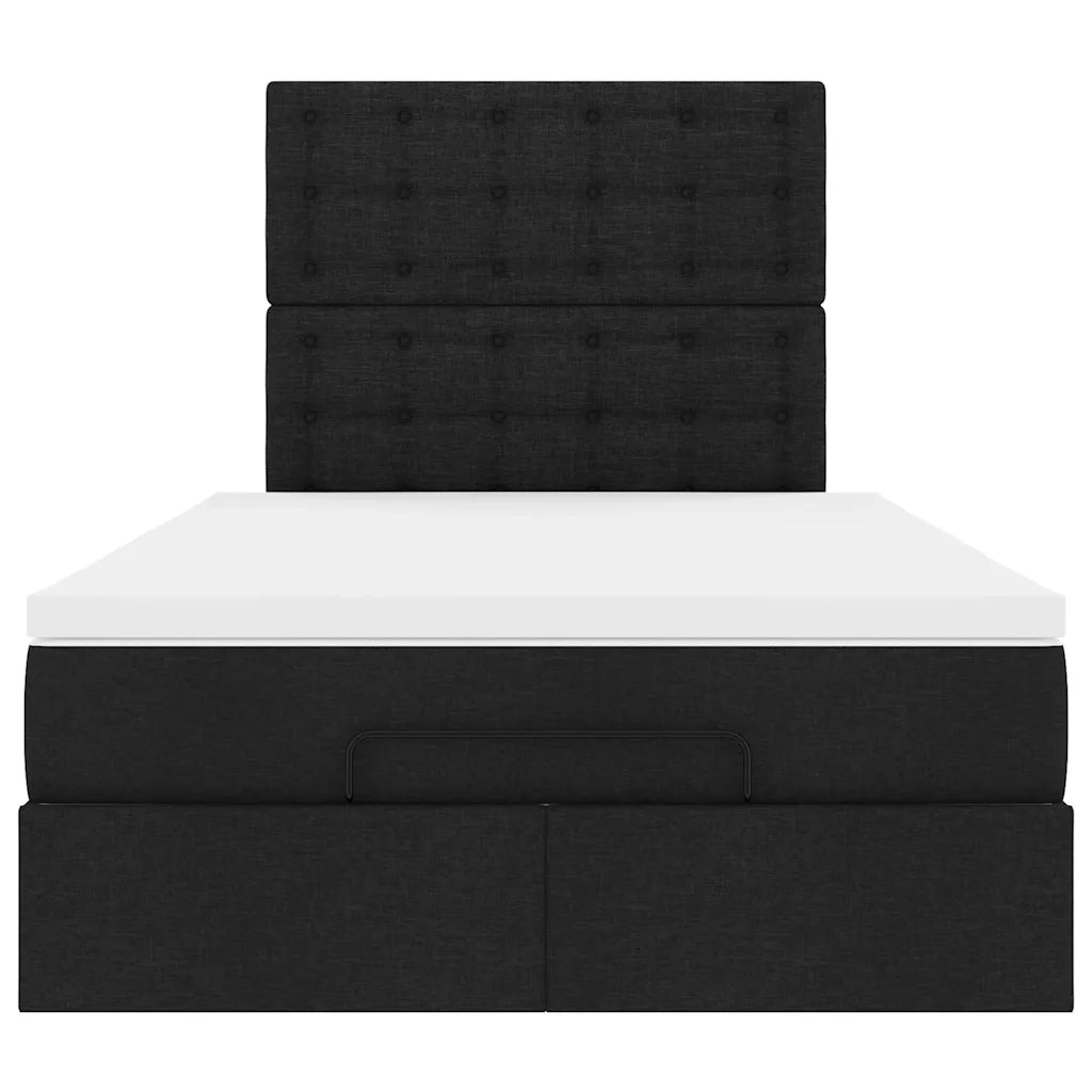vidaXL Struttura Letto Pouf con Materasso Nero 120x200 cm in Tessuto