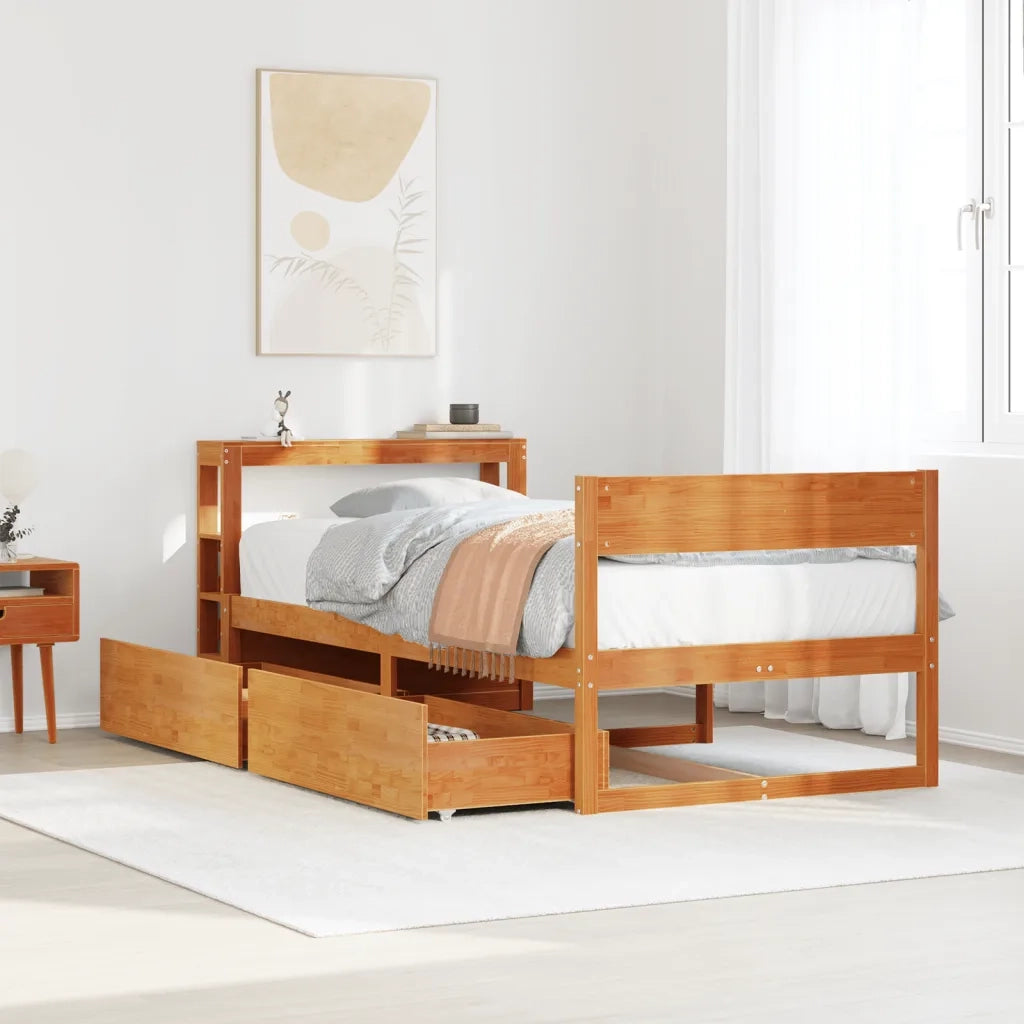 Letto senza Materasso Marrone Cera 90x200 cm Legno di Pino 3306392