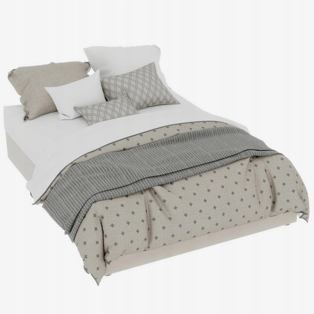 Letto minimalista 140x200 beige - Xylo - Velluto olandese sistema pneumatico