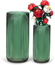 Vasi Cilindrici in Vetro per Fiori - Decorazione Verticale Moderna - Set di 2 Vasi in Vetro per Fiori (Verde)