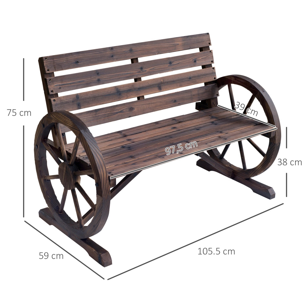 Panchina Giardino in Legno ¨C zephmum ¨C Carbonizzato 105.5x56x79 cm
