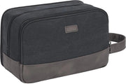 Borsa da bagno per uomini, Kit di detersivo, Borsa impermeabile in pelle vegana per articoli da toeletta e igienico personale (nero)