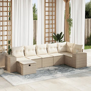 Set Divani da Giardino 7 pz con Cuscini Beige in Polyrattan 3325704