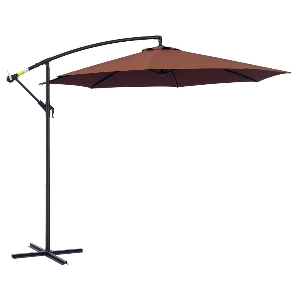 Ombrellone da Giardino 3x2.5 m a Braccio Inclinabile con Manovella, in Acciaio e Poliestere, Marrone