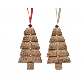 Appendino albero in sughero per decori natalizi 2x7x h12 cm pz 1