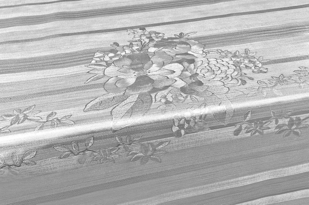 Tovaglia Cucina Antimacchia 140x260 Cm Metallizzata Lucida Grigia Copritavolo Pvc Decorato Dis_B