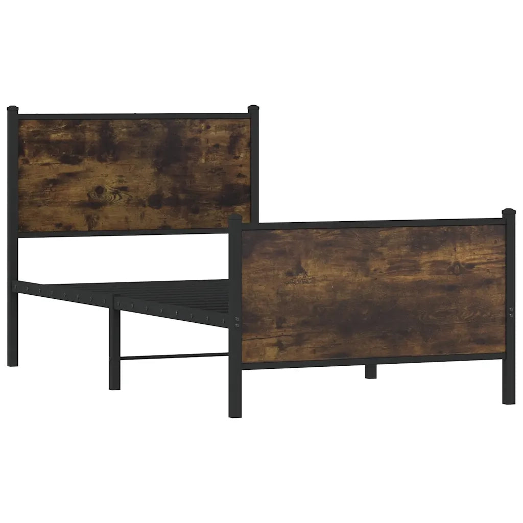 vidaXL Giroletto senza Materaso in Metallo Rovere Fumo 80x200 cm
