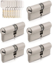 Set di cilindri a profilo 5 - 25 chiavi - Piastra in ottone - Classe di sicurezza contro la furto A - Classe di sicurezza 2 - Cilindro per porta