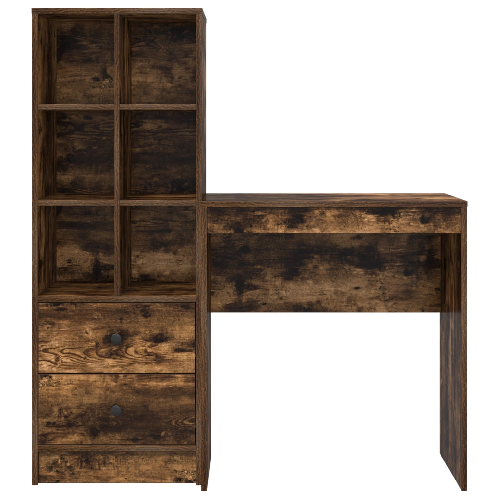 Scrivania con spazio di archiviazione rovere affumicato legno ingegnerizzato