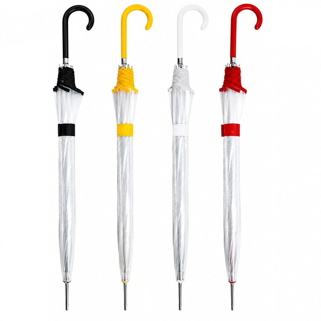 Kit 4 Ombrelli Automatici Trasparenti Colorati 8 Stecche Fibra Antivento Uomo Donna