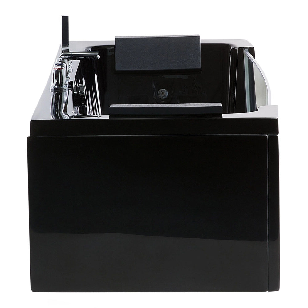 Massaggio Punti Bagno Nero Argento con LED Sanitario Acrilico e Vetro Singolo 150 x 71 cm